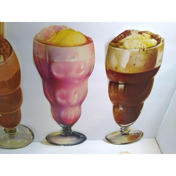 Ice Cream Soda Floats Vintage Diecuts Paper Signs 1950s Pop Shop Diners Lot Of 8 - Picture 2 of 5
